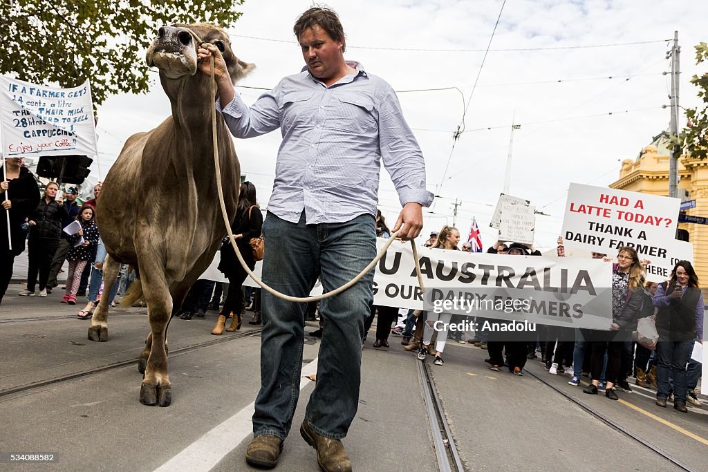 Protest for milk price in Melbourne