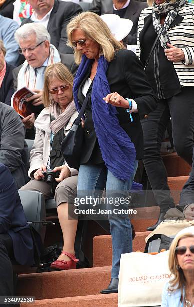 Christine Caron aka Kiki Caron attends day 3 of the 2016 French Open held at Roland-Garros stadium on May 24, 2016 in Paris, France.