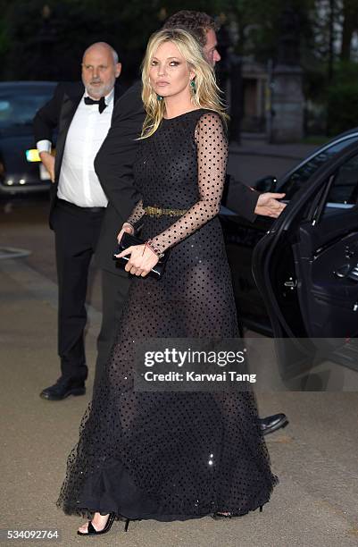 Kate Moss arrives for the Gala to celebrate the Vogue 100 Festival at Kensington Gardens on May 23, 2016 in London, England.