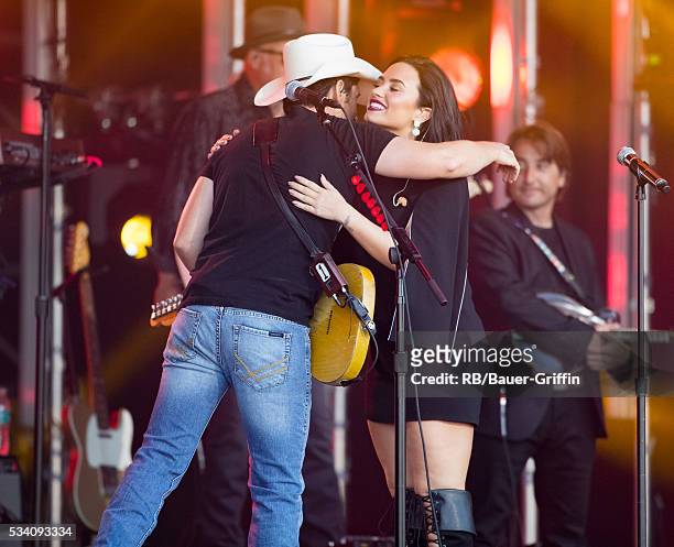 Brad Paisley and Demi Lovato are seen at 'Jimmy Kimmel Live' on May 24, 2016 in Los Angeles, California.
