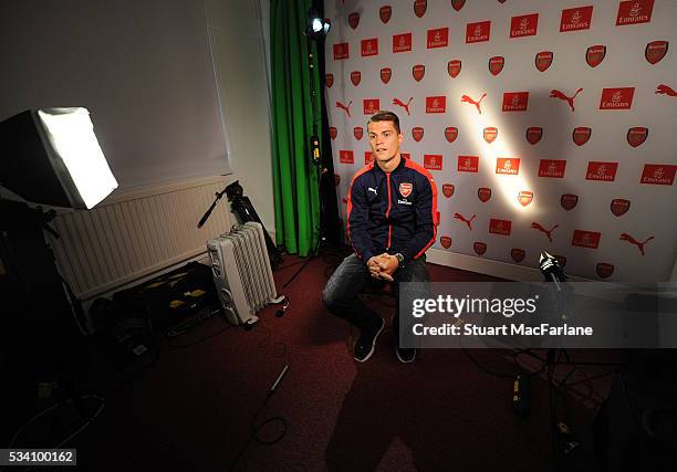 Arsenal new signing Granit Xhaka at London Colney on May 20, 2016 in St Albans, England.