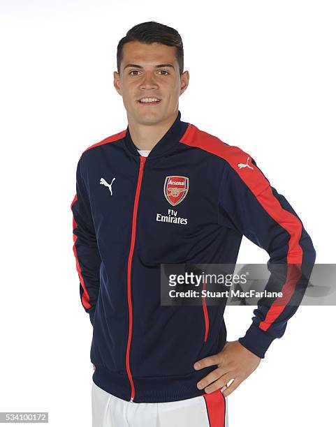 Arsenal new signing Granit Xhaka at London Colney on May 20, 2016 in St Albans, England.