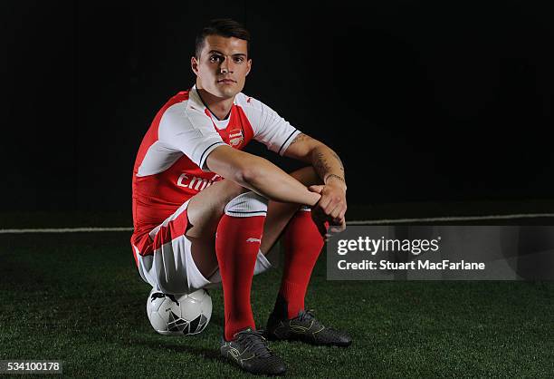 Arsenal new signing Granit Xhaka at London Colney on May 20, 2016 in St Albans, England.