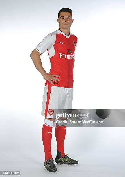 Arsenal new signing Granit Xhaka at London Colney on May 20, 2016 in St Albans, England.