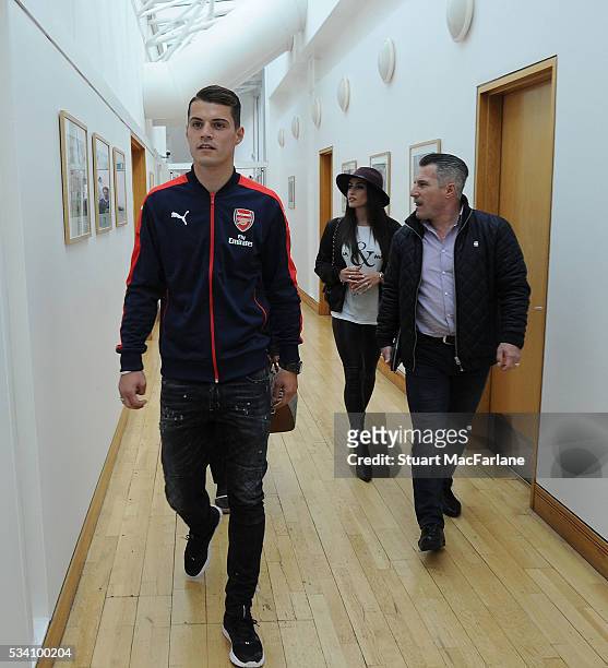 Arsenal new signing Granit Xhaka at London Colney on May 20, 2016 in St Albans, England.
