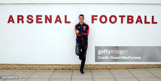 Arsenal new signing Granit Xhaka at London Colney on May 20, 2016 in St Albans, England.