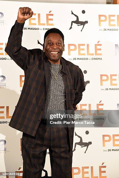 Edson Arantes do Nascimento aka Pele attends the 'Pele' photocall on May 25, 2016 in Milan, Italy.