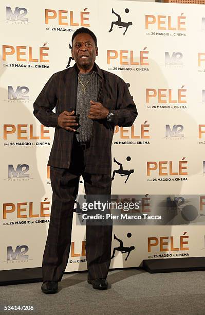 Edson Arantes do Nascimento aka Pele attends the 'Pele' photocall on May 25, 2016 in Milan, Italy.