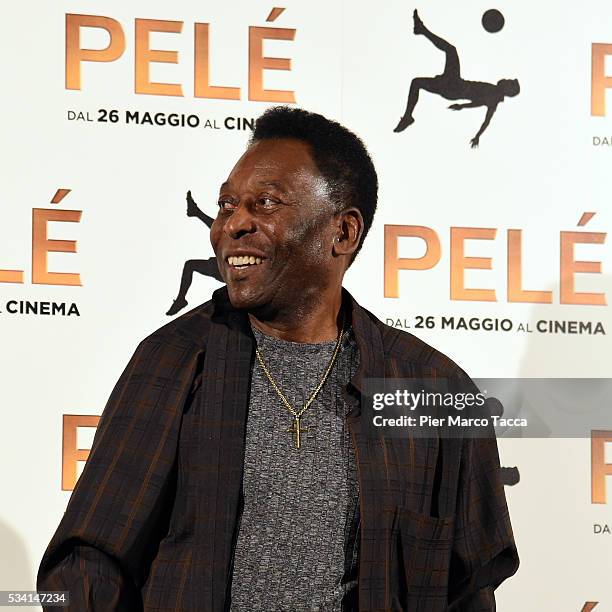 Edson Arantes do Nascimento aka Pele attends the 'Pele' photocall on May 25, 2016 in Milan, Italy.