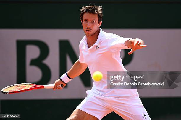 Igor Sijsling of Netherlands hits a forehand during the Men's Singles second round match against Nick Kyrgios of Australia on day four of the 2016...
