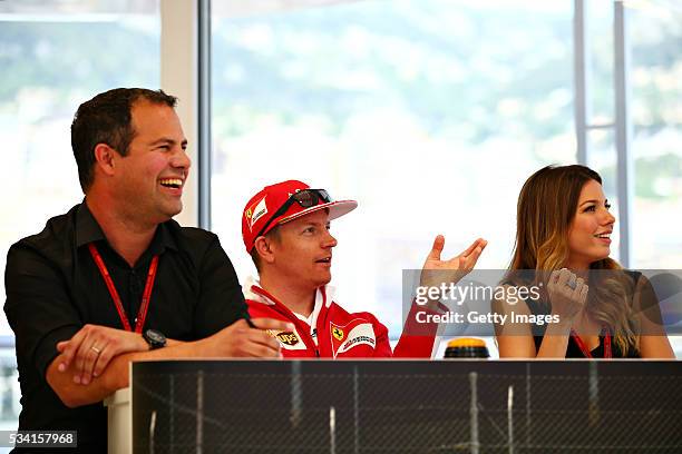 The team of Kimi Raikkonen of Finland and Ferrari, at the Shell F1 quiz, with Ted Kravitz, Sky Sports F1, and Federica Masolin, Sky F1 Italy during...