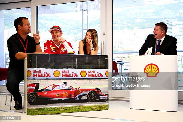 The team of Kimi Raikkonen of Finland and Ferrari, at the Shell F1 quiz, with Ted Kravitz, Sky Sports F1, Federica Masolin, sky F1 Italy and host...