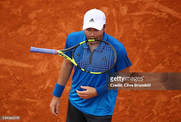 Bjorn Fratangelo of the United States reacts during the Men's Singles second round match against Richard Gasquet of France on day four of the 2016...