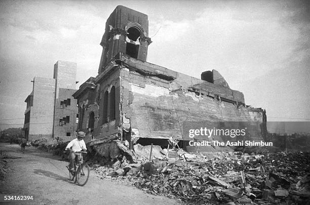 Shimomura Watch store is destroyed by the atomic bomb in August, 1945 in Hiroshima, Japan. The world's first atomic bomb was dropped on Hiroshima on...