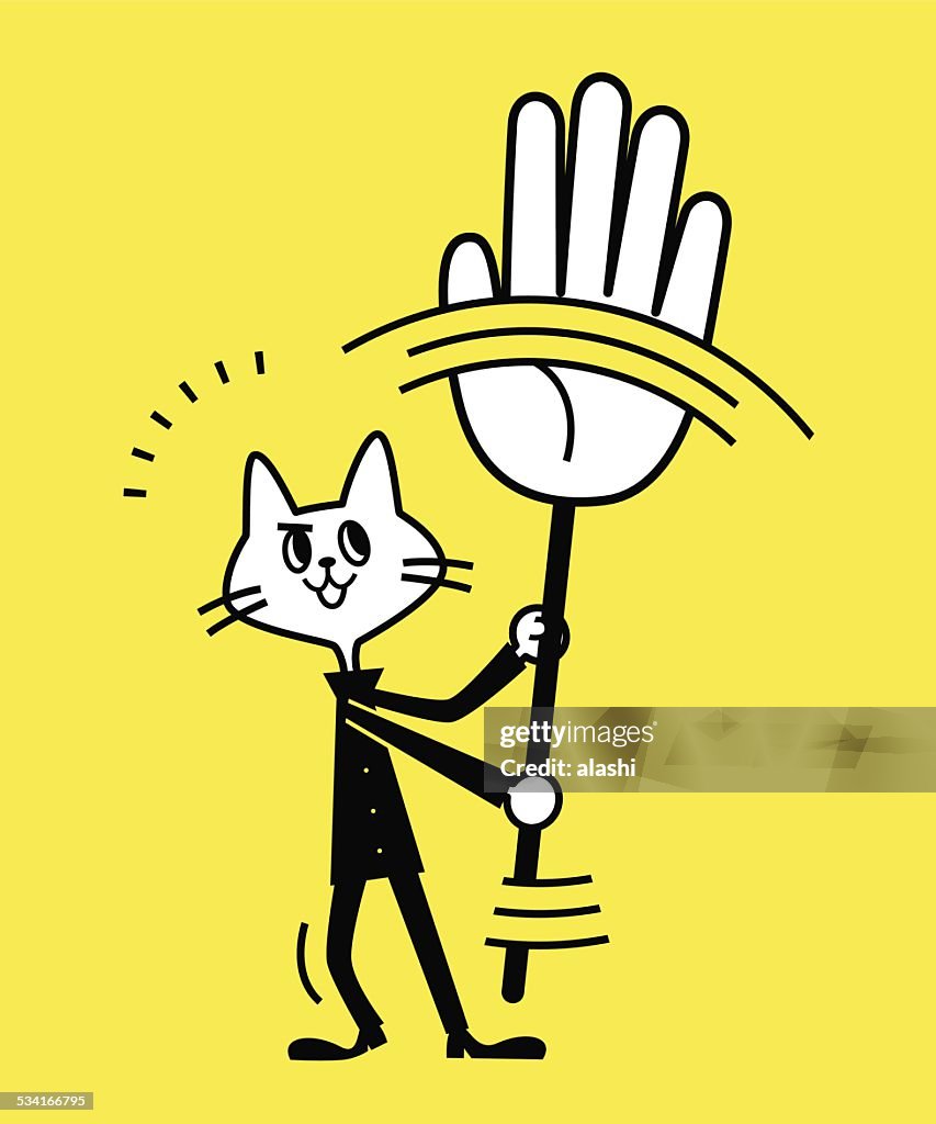 Cat giving hand stop sign