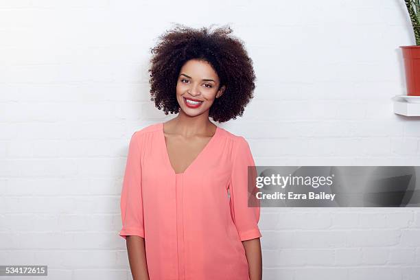 portrait of a woman in her home. - blouse bildbanksfoton och bilder