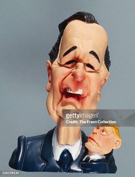 Rubber doll depicting a bust of George Bush and Dan Quayle from the 1988 presidential election.