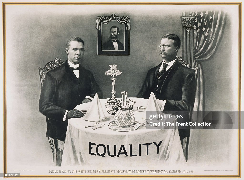 Booker T. Washington Dines With President Roosevelt