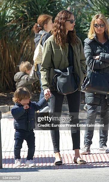 Part of this image has been pixellated to obscure the identity of the child). Eugenia Silva and her son Alfonso de Borbon are seen on April 1, 2016...