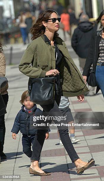 Part of this image has been pixellated to obscure the identity of the child). Eugenia Silva and her son Alfonso de Borbon are seen on April 1, 2016...