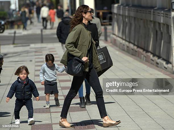 Part of this image has been pixellated to obscure the identity of the child). Eugenia Silva and her son Alfonso de Borbon are seen on April 1, 2016...