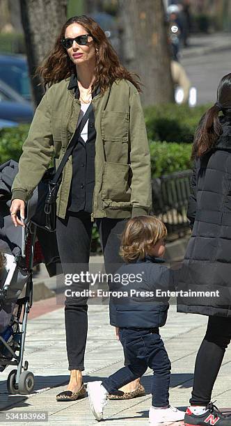 Part of this image has been pixellated to obscure the identity of the child). Eugenia Silva and her son Alfonso de Borbon are seen on April 1, 2016...