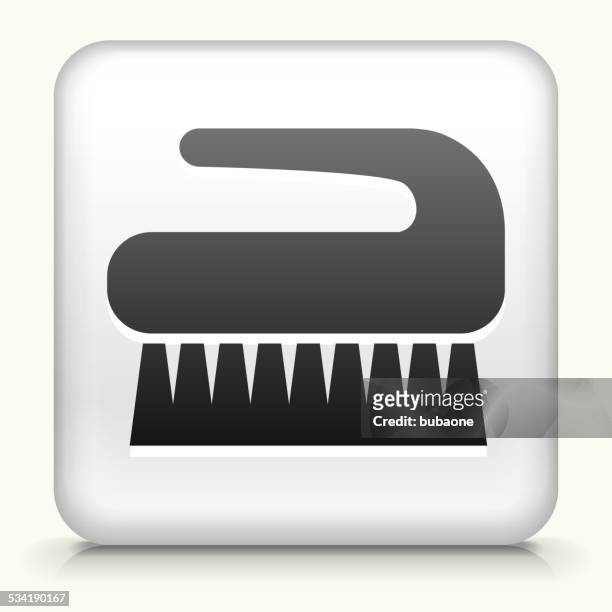 square button with cleaning brush royalty free vector art - back brush stock illustrations