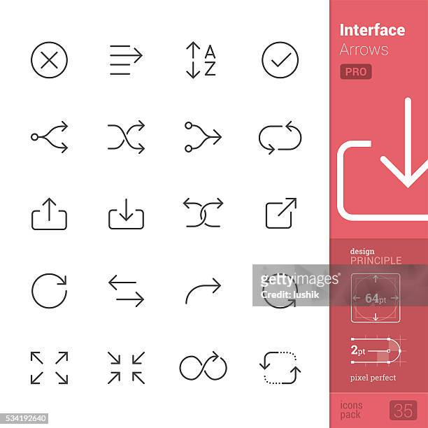 interface arrows outline vector icons - pro pack - out tray stock illustrations
