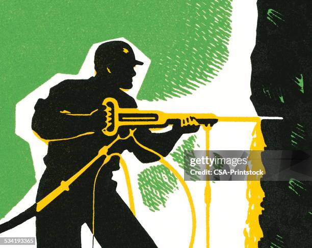 laborers - man jackhammer stock illustrations