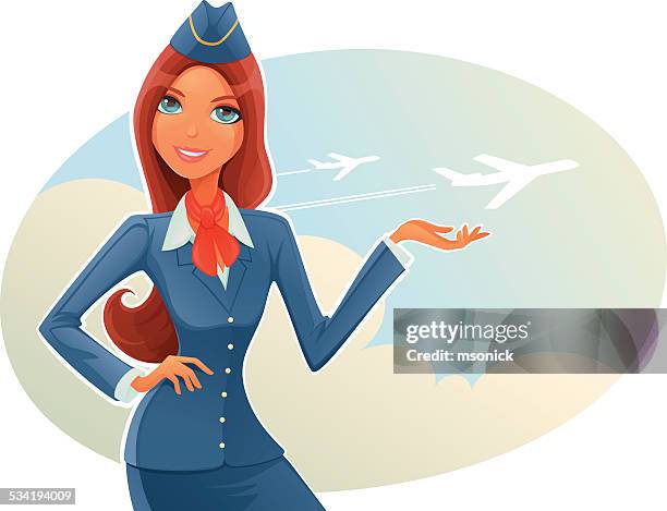 die stewardess vereinbart werden - air stewardess stock-grafiken, -clipart, -cartoons und -symbole