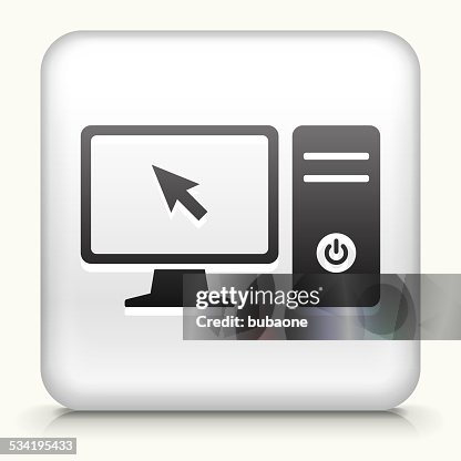 Square Button With Computer Desktop Royalty Free Vector Art High-Res ...