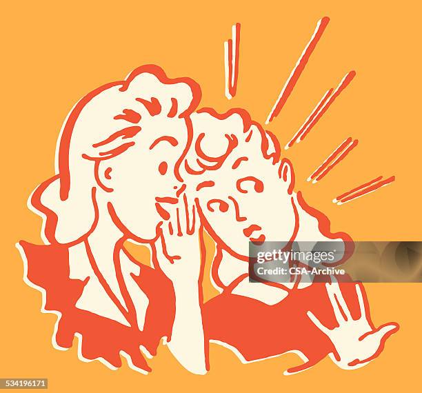two women talking - whispering stock illustrations
