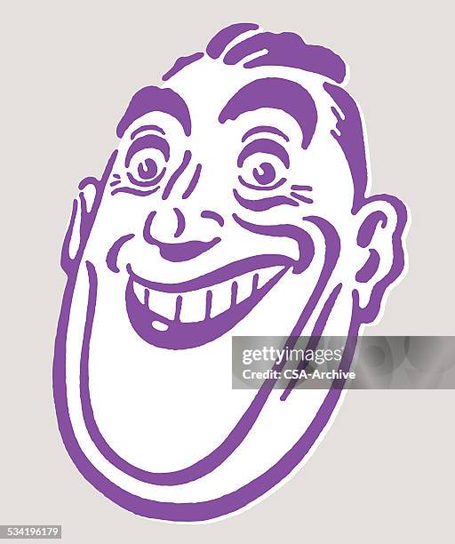 smiling man with large chin - chin stock illustrations