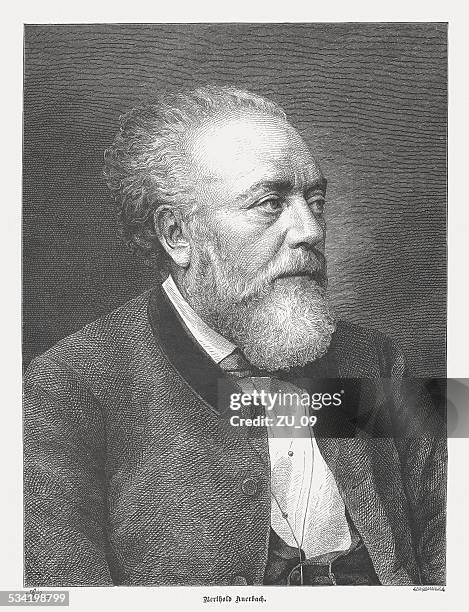 berthold auerbach (1812-1882), german writer, wood engraving, published in 1882 - auerbachs plexus stock illustrations