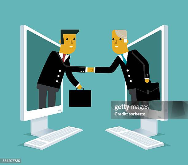 communication - virtual handshake stock illustrations