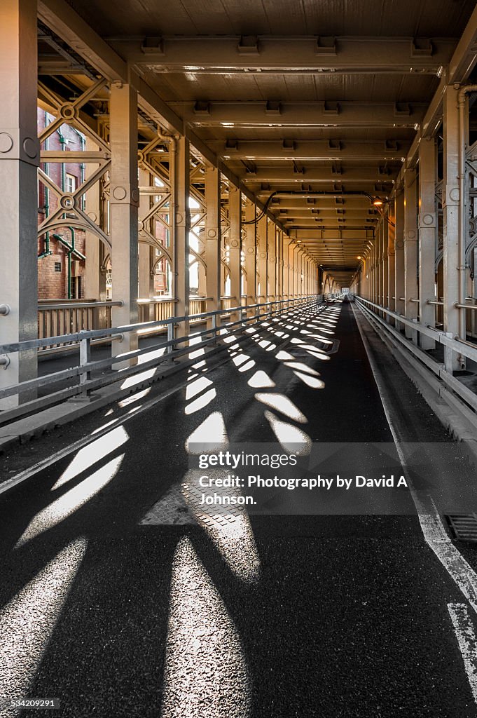 Shadows in the High Level Bridge-Newcastle.