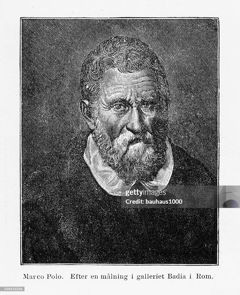 Portrait of Marco Polo Engraving, 1254-1324