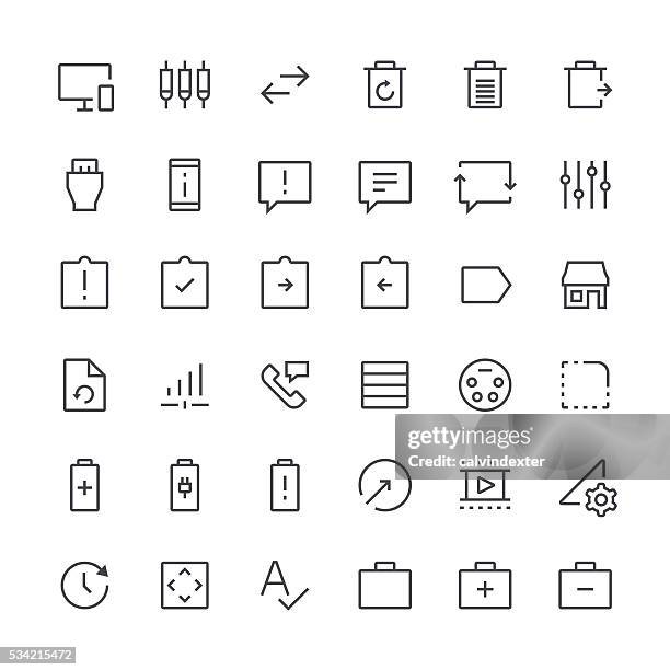 action icons set 3 | thin line series - battery life stock illustrations