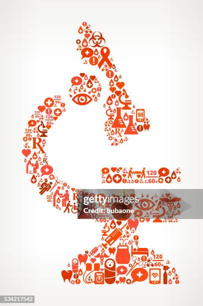 microscope healthcare and medicine seamless icon pattern - lab worker white background stock illustrations