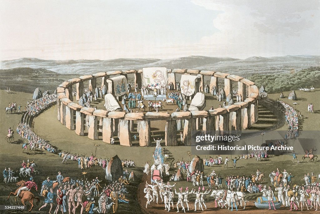 Illustration of a Druid Ceremony at Stonehenge