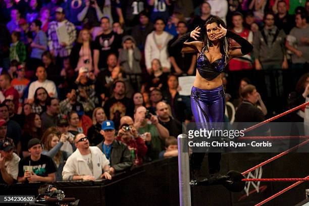 Diva Katie Lea during WWE Monday Night Raw at Rose Garden arena in Portland.
