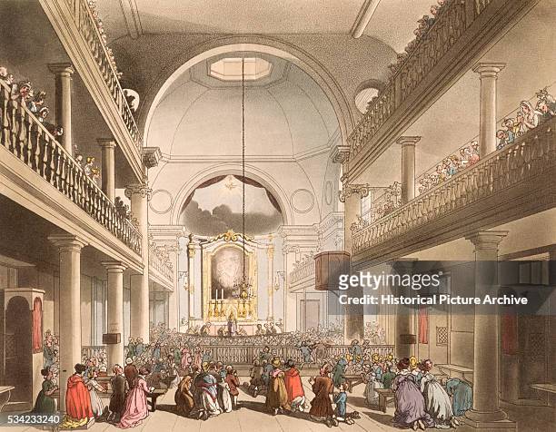 Chapel of St. Anselm and St. Cecilia, Lincoln's Inn Fields by Thomas Rowlandson and Augustus Charles Pugin