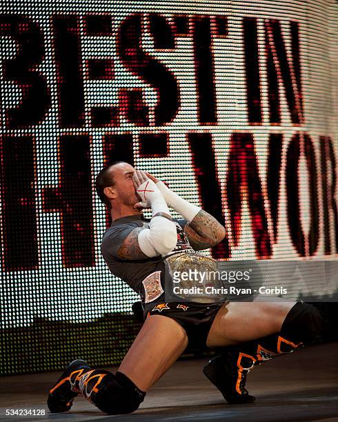 Punk during the WWE Raw event at Rose Garden arena in Portland, Ore., Monday February 27th, 2012.