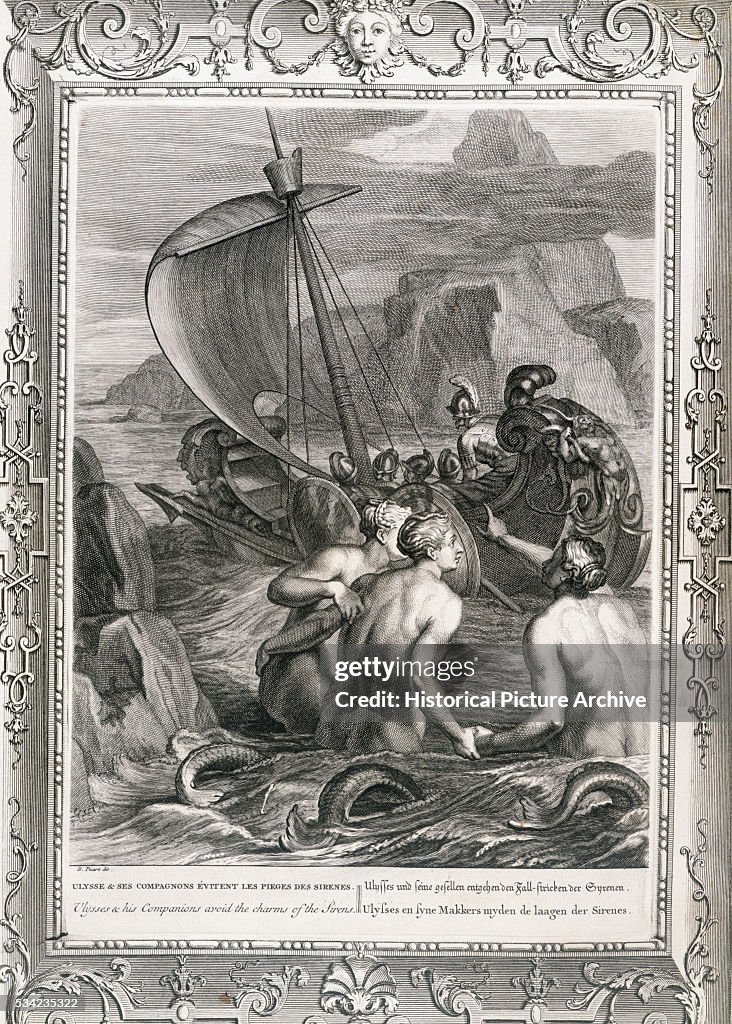 Engraving of Ulysses and Sirens
