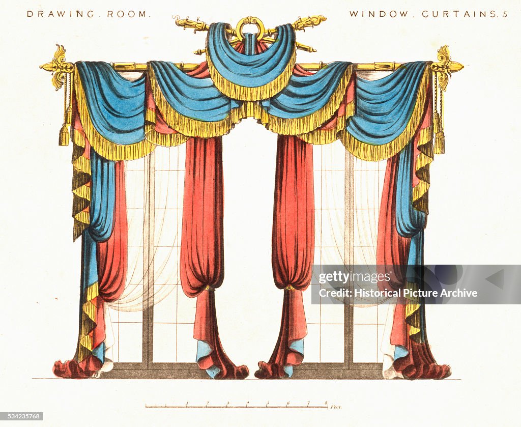 19th Century British Print Depicting Drawing Room Curtain Design News Photo  - Getty Images