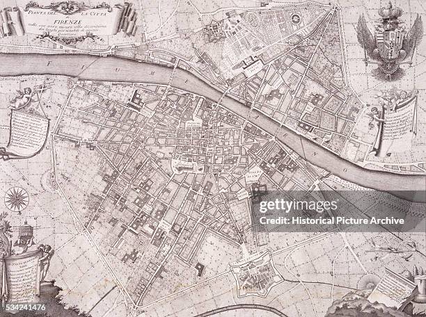 Map of Florence engraved in the early 18th century.