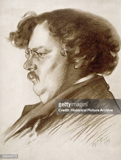 Portrait of English Journalist and Writer Gilbert Keith Chesterton by Alfred Priest