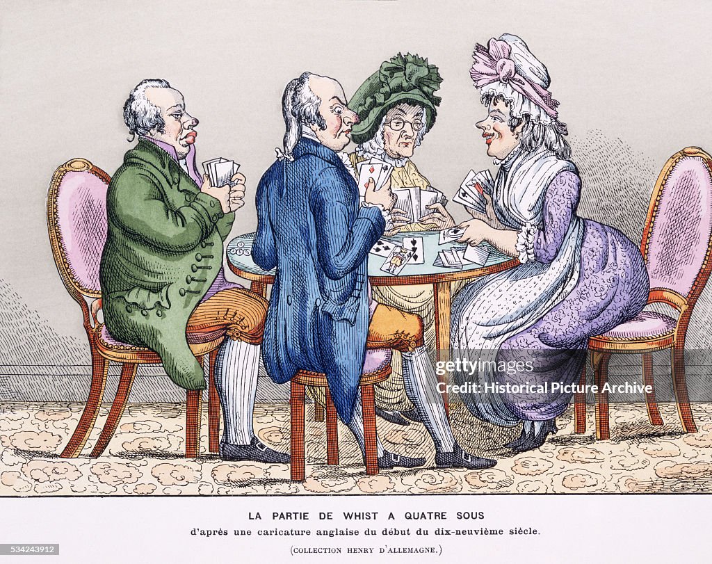 19th Century French Illustration Entitled A Game of Whist