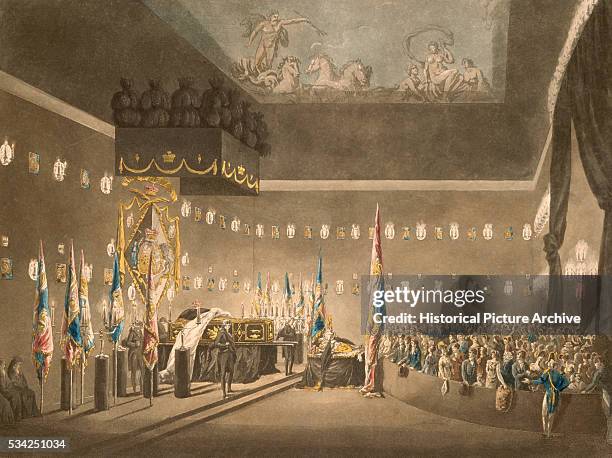 19th Century Print of Lord Nelson Lying in State