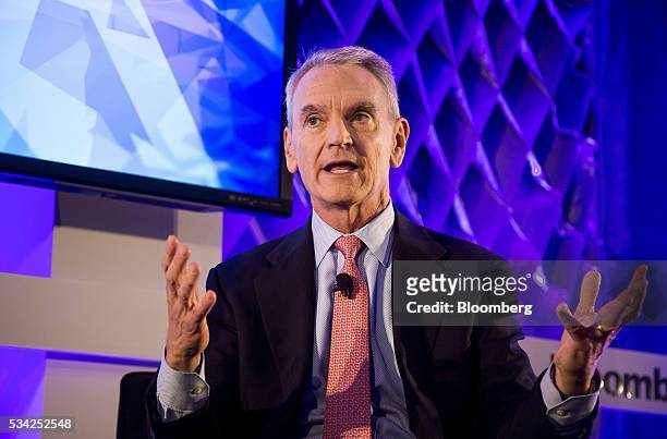 James Metcalf, chairman and chief executive officer of USG Corp., speaks during the Bloomberg Breakaway Summit in New York, U.S., on Wednesday, May...